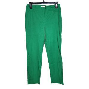 Talbots Womens Dress Pants Chino Size 4 Green Mid Rise Side Zip Pockets Spandex